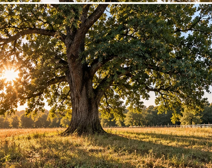 The old oak at golden hour